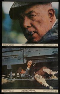 2w874 EMPEROR OF THE NORTH POLE 2 color 11x14 stills '73 Lee Marvin with cigar and under train!