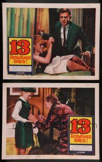 2w837 13 FRIGHTENED GIRLS 2 LCs '63 Hughe Marlowe, directed by William Castle!