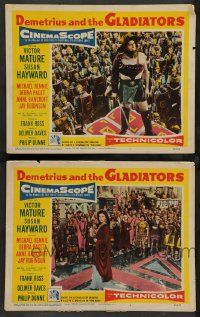 2w868 DEMETRIUS & THE GLADIATORS 2 LCs '54 Biblical Victor Mature & Susan Hayward!