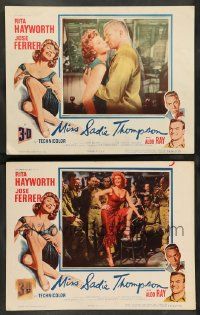 2w928 MISS SADIE THOMPSON 2 3D LCs '54 Aldo Ray with sexy prostitute Rita Hayworth!