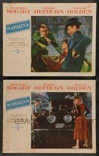 2w962 SABRINA 2 LCs '54 great images of Humphrey Bogart, Audrey Hepburn and William Holden!