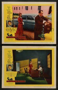 2w996 WITNESS TO MURDER 2 LCs '54 Barbara Stanwyck & George Sanders, film noir!