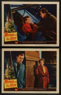 2w997 WOMAN ON THE RUN 2 LCs '50 cool images of Ann Sheridan, Dennis O'Keefe, film noir!