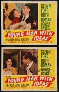 2w999 YOUNG MAN WITH IDEAS 2 LCs '52 Glenn Ford with sexy Ruth Roman, Denise Darcel!