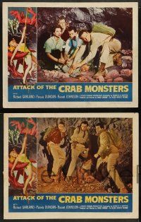 2w591 ATTACK OF THE CRAB MONSTERS 4 LCs '57 Roger Corman sci-fi/horror, great border art!