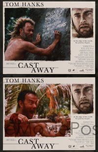2w100 CAST AWAY 8 LCs '00 Tom Hanks stranded alone on a desert island, Helen Hunt, Robert Zemeckis!