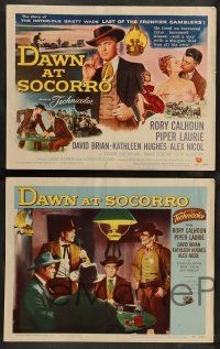 2w119 DAWN AT SOCORRO 8 LCs '54 Reynold Brown art of pro poker gambler Rory Calhoun & Piper Laurie!