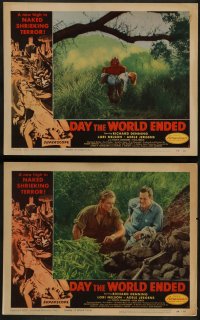 2w606 DAY THE WORLD ENDED 4 LCs '56 Roger Corman, Mike Connors, Adele Jergens, Kallis border art!