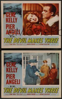 2w607 DEVIL MAKES THREE 4 LCs '52 Gene Kelly, Pier Angeli, she's been mixed up before!