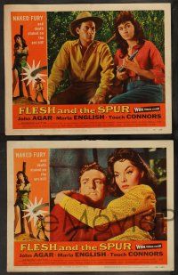2w168 FLESH & THE SPUR 8 LCs '56 John Agar, sexy Marla English, Mike Connors!