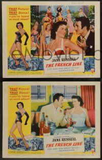 2w746 FRENCH LINE 3 2D LCs '54 Howard Hughes, sexy Jane Russell in France!