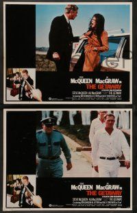 2w748 GETAWAY 3 int'l LCs R80 Steve McQueen, Ali McGraw, Sam Peckinpah, cool action images!