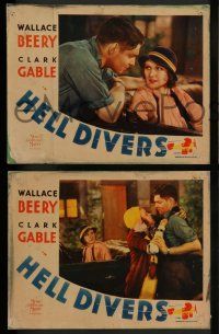 2w755 HELL DIVERS 3 LCs '32 great images of airplane pilot Wallace Beery & pretty Marie Prevost!