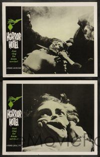 2w623 HORROR HOTEL 4 LCs '60 creepy English horror images, cool border art of skeleton hand!