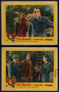 2w625 HOUND OF THE BASKERVILLES 4 LCs '59 cool images of Peter Cushing, Christopher Lee!