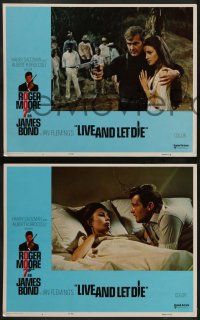 2w240 LIVE & LET DIE 8 LCs '73 Roger Moore as James Bond, Jane Seymour, Yaphet Kotto!