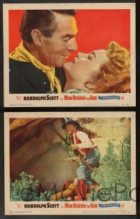 2w448 MAN BEHIND THE GUN 7 LCs '52 romantic images of Randolph Scott & Patrice Wymore!