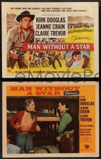 2w250 MAN WITHOUT A STAR 8 LCs '55 cowboy Kirk Douglas, Jeanne Crain, King Vidor western!