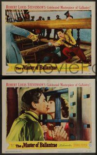2w642 MASTER OF BALLANTRAE 4 LCs '53 Errol Flynn, Robert Louis Stevenson story, pirate adventure!