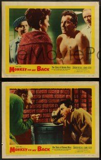 2w523 MONKEY ON MY BACK 6 LCs '57 Cameron Mitchell chooses a woman over dope, Dianne Foster!