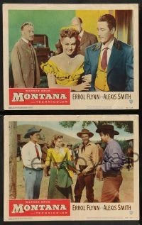 2w525 MONTANA 6 LCs '50 cowboy Errol Flynn, Alexis Smith!, S.Z. Sakall