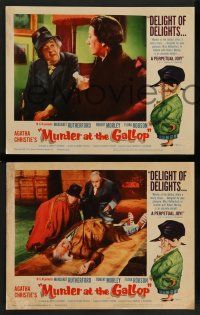 2w773 MURDER AT THE GALLOP 3 LCs '63 Robert Morley, Margaret Rutherford, wacky Tom Jung border art!