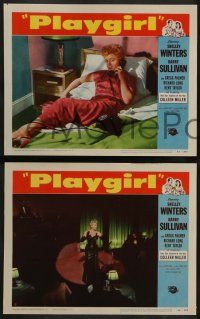2w656 PLAYGIRL 4 LCs '54 great images of Barry Sullivan, Shelley Winters, Kent Taylor!
