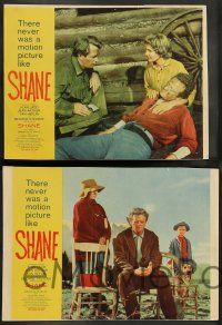 2w674 SHANE 4 LCs R59 most classic western, Alan Ladd, Jean Arthur, Van Heflin, De Wilde!