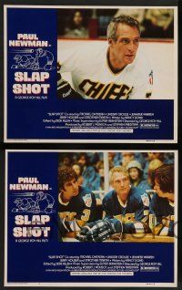 2w679 SLAP SHOT 4 LCs '77 George Roy Hill directed, great images of hockey player Paul Newman!