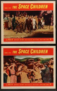 2w464 SPACE CHILDREN 7 LCs '58 the giant alien brain, cool art scene and cast portaits!