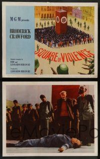 2w359 SQUARE OF VIOLENCE 8 int'l LCs '63 Broderick Crawford in WWII Nazi Germany, wild images!
