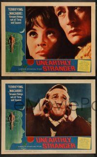 2w405 UNEARTHLY STRANGER 8 LCs '64 weird macabre unseen thing out of time & space, cool border art!