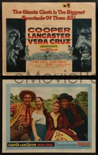 2w408 VERA CRUZ 8 LCs '55 images of Borgnine, Bronson, Burt Lancaster & aging cowboy Gary Cooper!