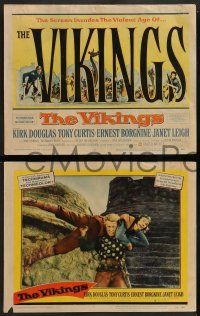 2w411 VIKINGS 8 LCs '58 Kirk Douglas, beautiful Janet Leigh, Tony Curtis, Richard Fleischer!