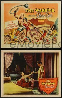 2w417 WARRIOR & THE SLAVE GIRL 8 LCs '59 artwork of gladiator & girl, mightiest Italian epic!