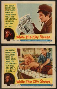 2w422 WHILE THE CITY SLEEPS 8 LCs '56 Fritz Lang, Andrews, Fleming, Duff, John Barrymore Jr.!