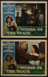 2w703 WOMAN ON THE BEACH 4 LCs '46 Charles Bickford, Robert Ryan & bad girl Joan Bennett!