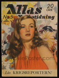 2x940 ALLAS VECKOTIDNING Swedish magazine February 4, 1944 sexy Veronica Lake, color comic inside!