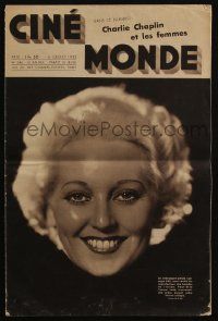2x651 CINEMONDE French magazine July 6, 1933 wonderful cover photo of Thelma Todd, Greta Garbo