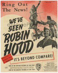 2x781 ADVENTURES OF ROBIN HOOD Australian trade ad '38 Errol Flynn classic, it's beyond compare!