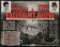 2x846 EXCUSE MY GLOVE English 17x22 trade ad '36 wonderful image of crowded boxing arena!