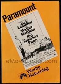 2x262 ODD COUPLE German trade ad '68 Walter Matthau & Jack Lemmon, folds out to make a poster!