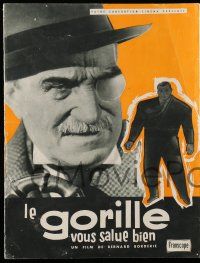 2x609 MASK OF THE GORILLA French pb '58 Le Gorille Vous Salue Bien, Lino Ventura, crime!