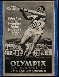 2x178 OLYMPIAD blue border German program '38 Leni Riefenstahl's 1936 Berlin Olympics documentary!