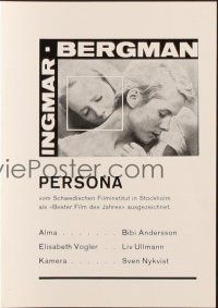 2x931 PERSONA Swiss program '66 Liv Ullmann & Bibi Andersson, Ingmar Bergman classic, different!