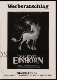 2x303 LAST UNICORN German pressbook '82 cool fantasy artwork of unicorn & giant flaming bull!