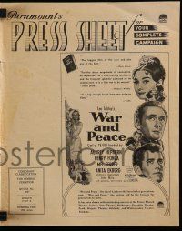 2x800 WAR & PEACE Australian press sheet '56 Audrey Hepburn, Henry Fonda & Mel Ferrer, Leo Tolstoy