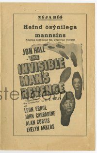 2x975 INVISIBLE MAN'S REVENGE Icelandic program '40s Jon Hall, H.G. Wells, cool special effects art