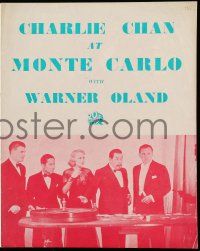 2x844 CHARLIE CHAN AT MONTE CARLO English trade ad '37 Warner Oland by roulette table, gambling!