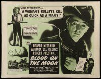 2y550 BLOOD ON THE MOON style A 1/2sh R53 art of cowboy Robert Mitchum with gun, Barbara Bel Geddes
